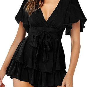 Black V Neck Romper